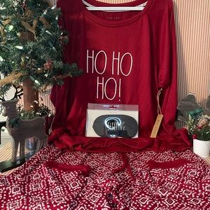 🎄 NWT 🎄 Rae Dunn Ho Ho Ho Pajama Set with Rae Dunn Sleep Mask